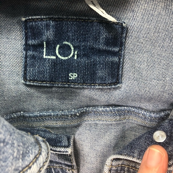 Loft Sz SP Denim Jacket Trucker Short/Crop Medium Wash Casual Classic Boho Chic - Picture 8 of 10